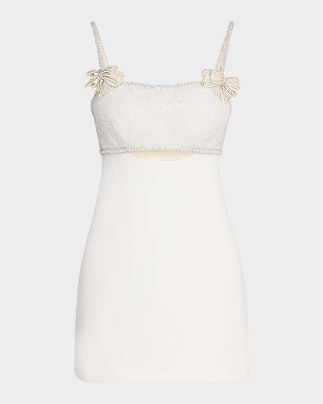 Embellished Bow Mini Dress